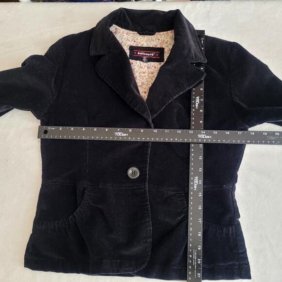 Vtg Dollhouse Black Corduroy Dark Academia Dark Romance Romantic Blazer Medium - Picture 4 of 8